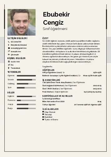 Sınıf Öğretmeni Cv Örnekleri cv indir
